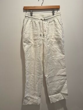 Athleta White Drawstring Linen Pants